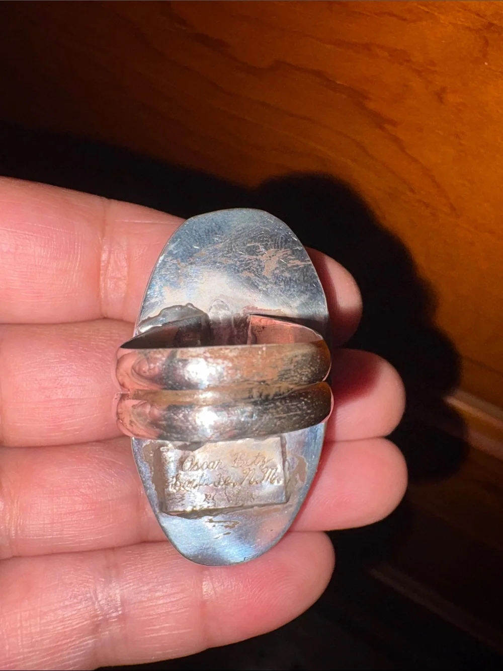Men's Sterling Silver Green Turquoise Oval Statement Ring